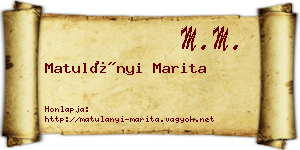 Matulányi Marita névjegykártya